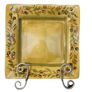 Pier1 Imports Olive serving plate. 11” x 11”. Green with olive design.